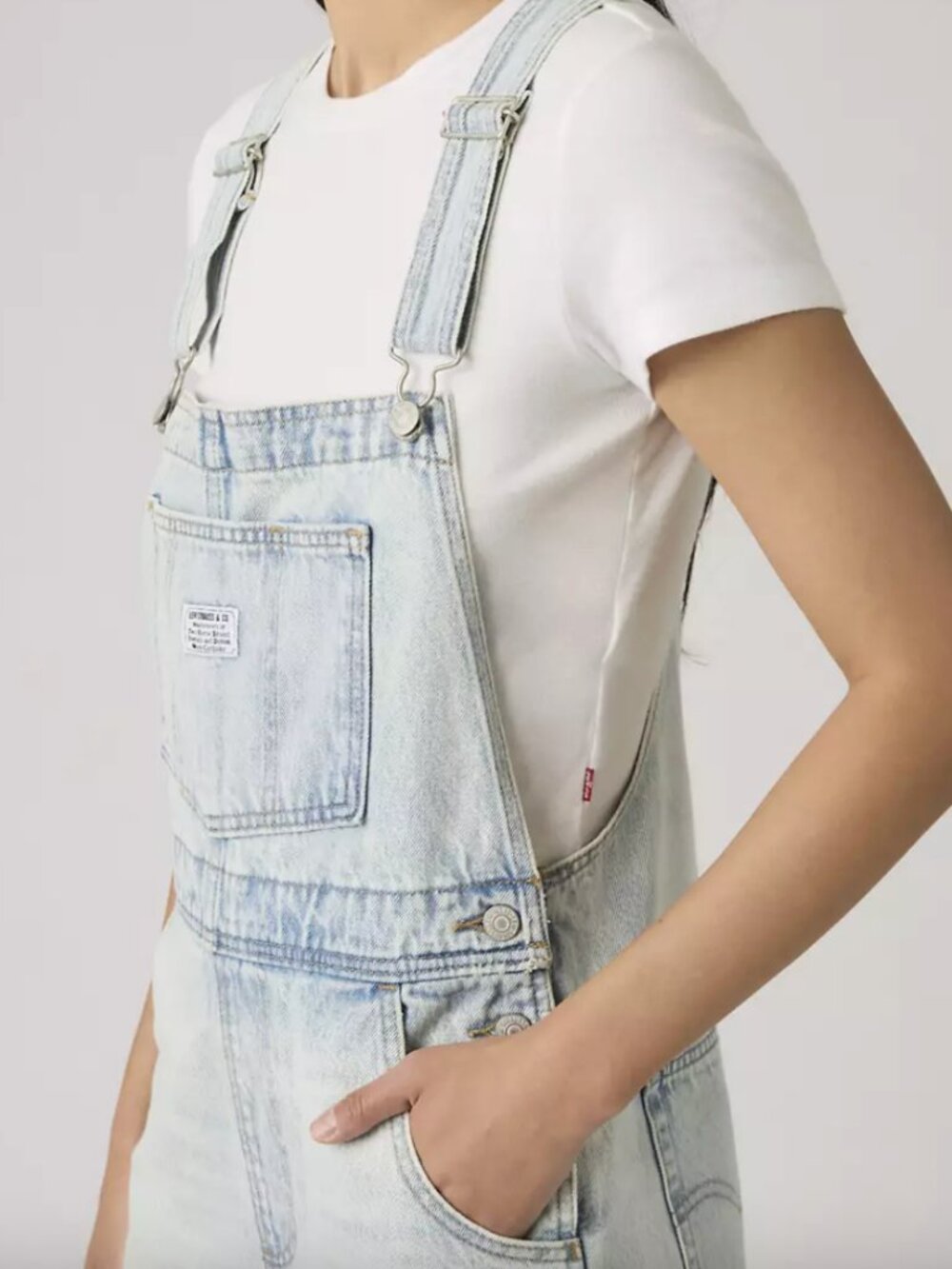Levis Light Wash Short Overalls